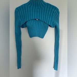 Princess Polly Blue Ribbed Crop Top | M/L